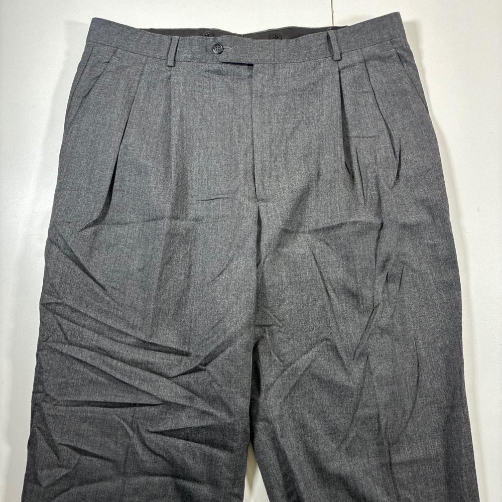 Brooks Brothers Dress Pants 38x31 Gray Pleated Cuffed 100% Wool Pant (Tag 40)